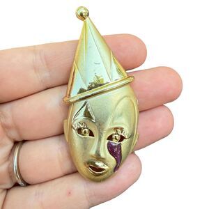 Vintage Jewelry Crying Clown Brooch Clown Pin